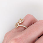 Toi et Moi Ring Semi Mount w Earth Mined Diamonds in Solid 14K Gold Round 5mm