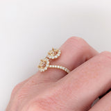 Toi et Moi Ring Semi Mount w Earth Mined Diamonds in Solid 14K Gold Round 5mm
