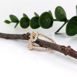 Toi et Moi Ring Semi Mount w Earth Mined Diamonds in Solid 14K Gold Round 5mm