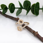 Toi et Moi Ring Semi Mount w Earth Mined Diamonds in Solid 14K Gold Round 5mm