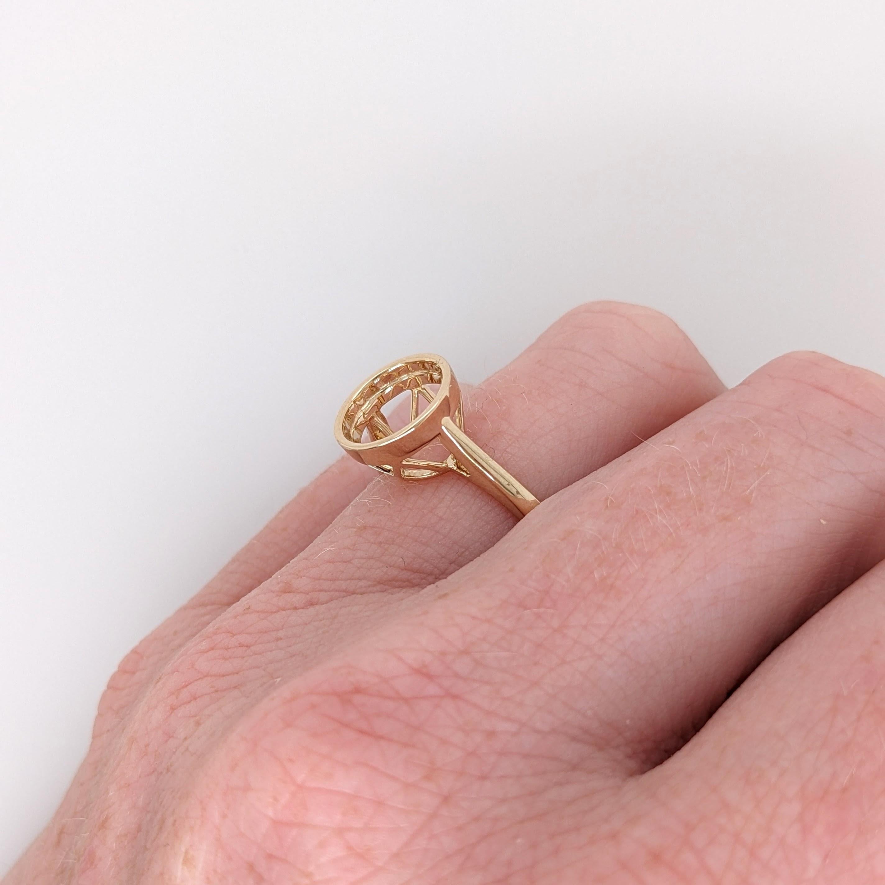 Classic Bezel Set Solitaire Ring Mount in Solid 14K Gold Round 9mm