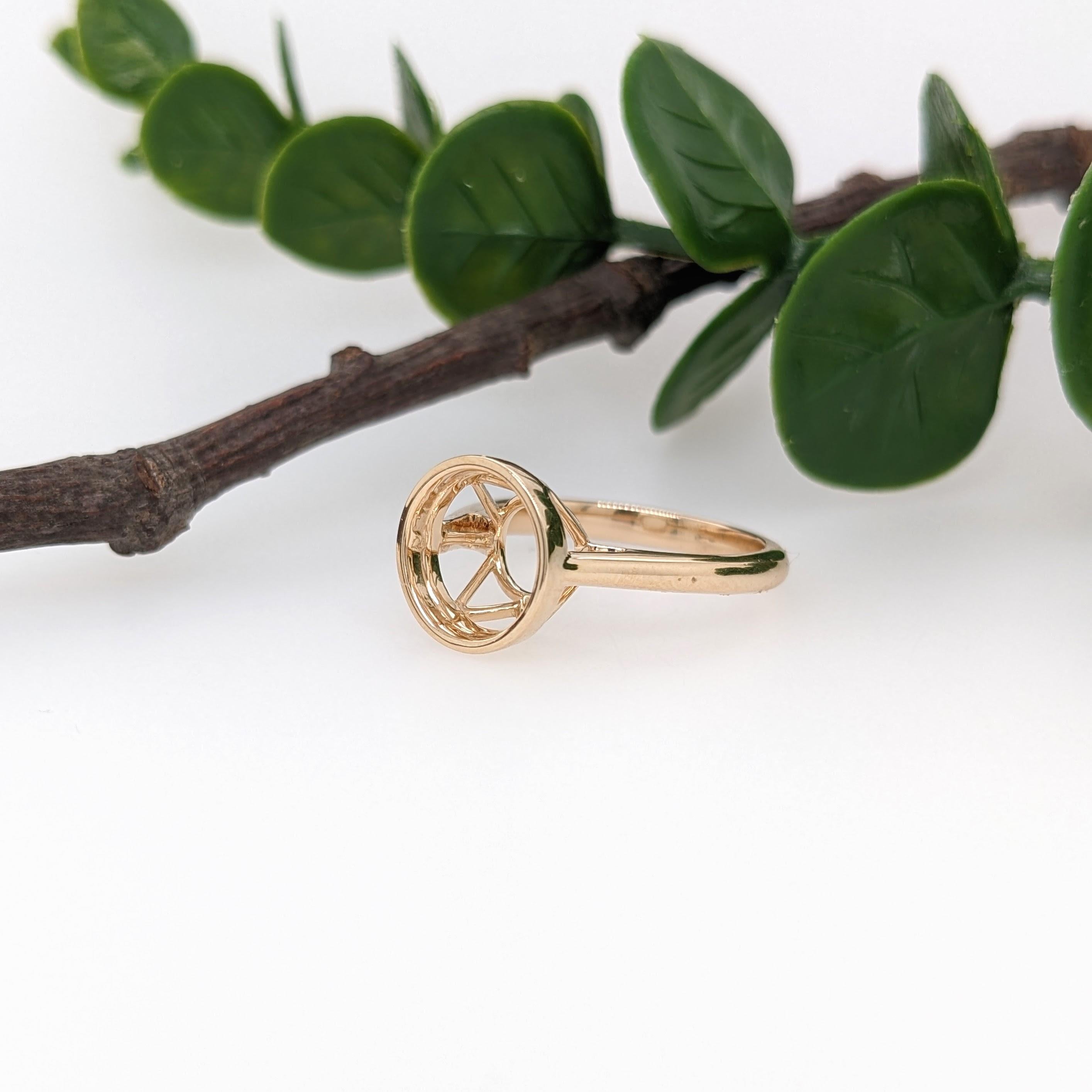 Classic Bezel Set Solitaire Ring Mount in Solid 14K Gold Round 9mm
