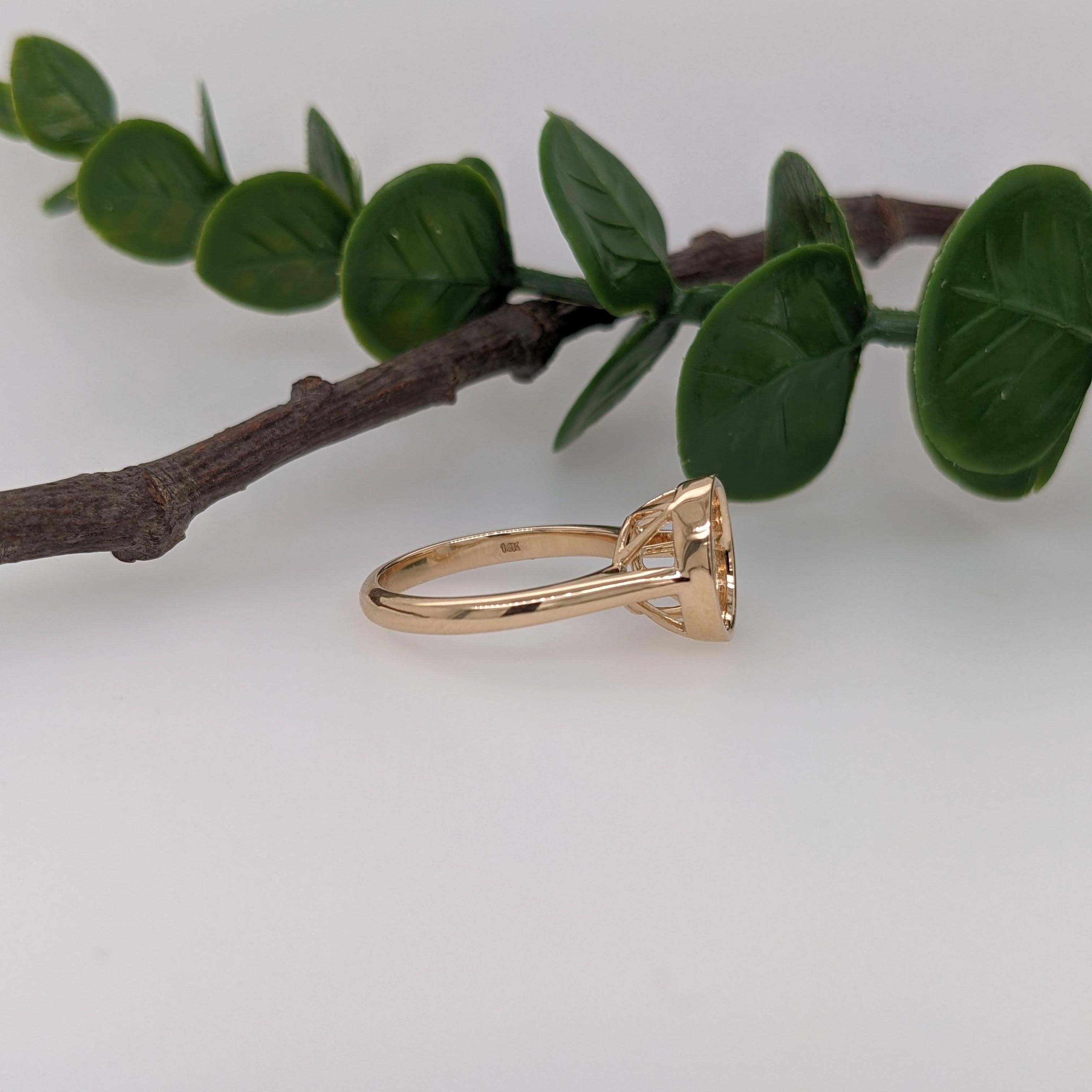 Classic Bezel Set Solitaire Ring Mount in Solid 14K Gold Round 9mm