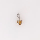 1ct Citrine Pendant w Earth Mined Diamonds in Solid 14K White Gold | Round 6mm | November Birthstone