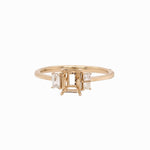 Ring Semi Mount w Earth Mined Diamonds in Solid 14K Gold EM 5.5x4mm