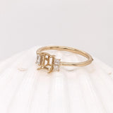 Ring Semi Mount w Earth Mined Diamonds in Solid 14K Gold EM 5.5x4mm