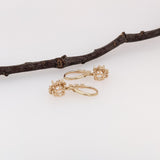 Dangle Earring Semi Mount w Earth Mined Diamonds in Solid 14K Gold Round 6mm