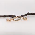 Dangle Earring Semi Mount w Earth Mined Diamonds in Solid 14K Gold Round 6mm