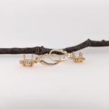Dangle Earring Semi Mount w Earth Mined Diamonds in Solid 14K Gold Round 6mm