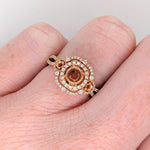 Ring Semi Mount w Earth Mined Diamonds in Solid 14K Gold Round 5mm