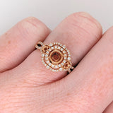 Ring Semi Mount w Earth Mined Diamonds in Solid 14K Gold Round 5mm
