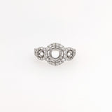 Three Stone Setting Engagement Ring in Solid 14K Gold with Natural Earth Mined Diamonds | Round 6.5mm 7.5mm 8.5mm  | Custom Ring Setting