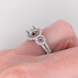 Three Stone Setting Engagement Ring in Solid 14K Gold with Natural Earth Mined Diamonds | Round 6.5mm 7.5mm 8.5mm  | Custom Ring Setting