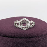 Three Stone Setting Engagement Ring in Solid 14K Gold with Natural Earth Mined Diamonds | Round 6.5mm 7.5mm 8.5mm  | Custom Ring Setting