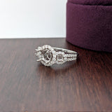 Ring Semi Mount w Earth Mined Diamonds in Solid 14K Gold Round 6.3mm