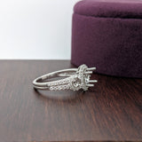 Three Stone Setting Engagement Ring in Solid 14K Gold with Natural Earth Mined Diamonds | Round 6.5mm 7.5mm 8.5mm  | Custom Ring Setting