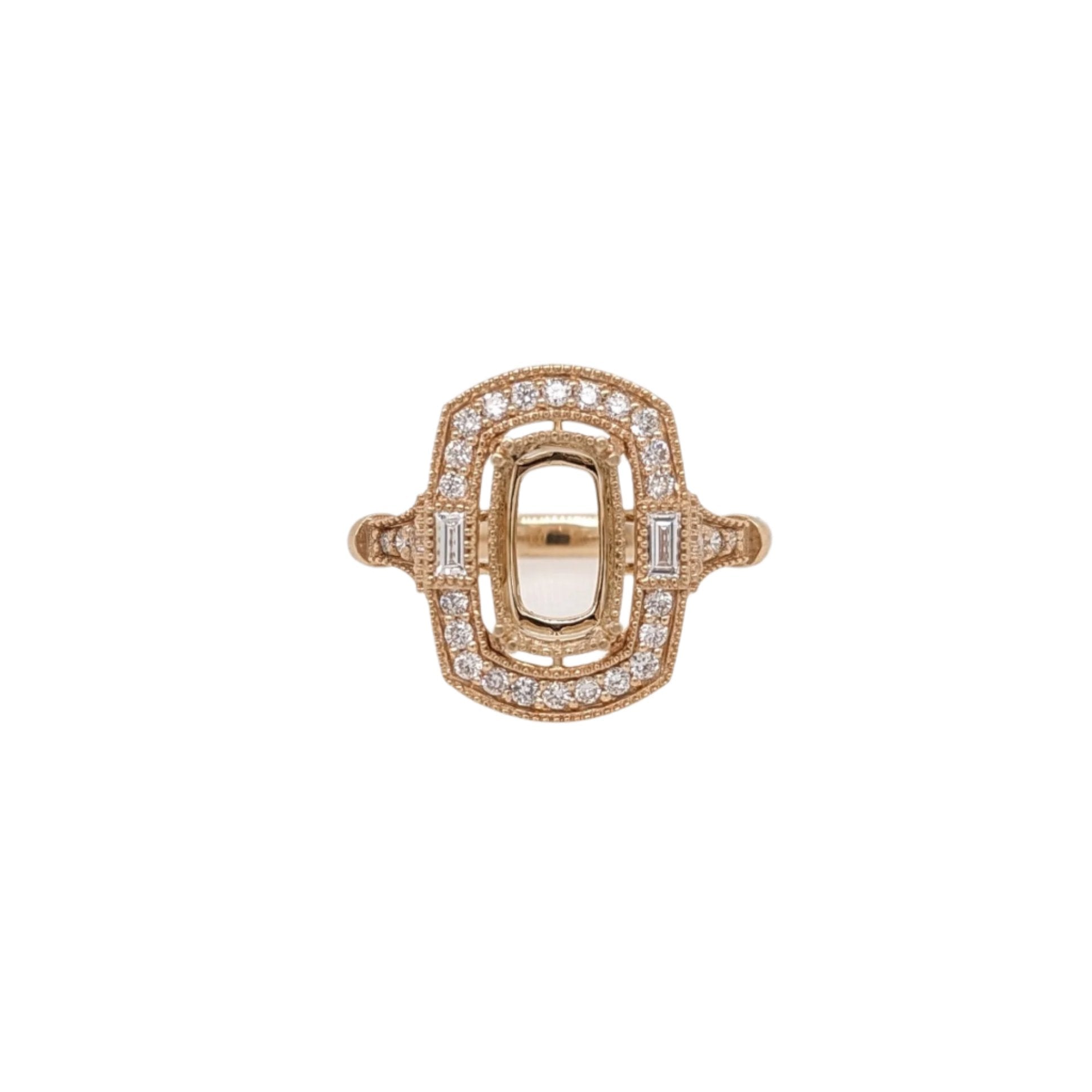 Gorgeous Ring Semi Mount w Natural Diamonds and Milgrain Details