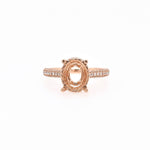 Statement Ring Semi Mount w Earth Mined Diamonds in Solid 14K Gold | Oval 10x8mm