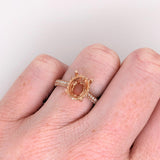 Statement Ring Semi Mount w Earth Mined Diamonds in Solid 14K Gold | Oval 10x8mm