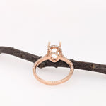 Statement Ring Semi Mount w Earth Mined Diamonds in Solid 14K Gold | Oval 10x8mm