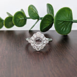 Gorgeous Ring Semi Mount w Natural Diamonds in Solid 14k Gold || Round 6mm  || Engagement Ring || Customizable