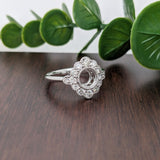 Gorgeous Ring Semi Mount w Natural Diamonds in Solid 14k Gold || Round 6mm  || Engagement Ring || Customizable