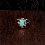 1.2ct Opal Ring w Earth Mined Diamonds in Solid 14K Yellow Gold | Oval 7x5mm