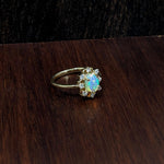 1.2ct Opal Ring w Earth Mined Diamonds in Solid 14K Yellow Gold | Oval 7x5mm