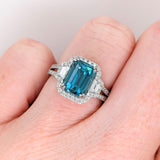 Mesmerizing Blue Zircon in Platinum with Diamond Accents