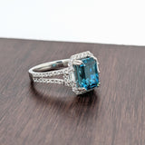 Mesmerizing Blue Zircon in Platinum with Diamond Accents