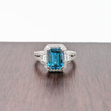 Mesmerizing Blue Zircon in Platinum with Diamond Accents
