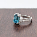 Mesmerizing Blue Zircon in Platinum with Diamond Accents