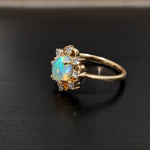 1.2ct Opal Ring w Earth Mined Diamonds in Solid 14K Yellow Gold | Oval 7x5mm