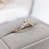 Elegant Natural Diamonds Band in Solid 14K Yellow Gold | Stackable Band | Marquise and Round Diamonds