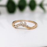 Elegant Natural Diamonds Band in Solid 14K Yellow Gold | Stackable Band | Marquise and Round Diamonds