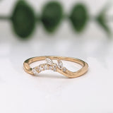 Elegant Natural Diamonds Band in Solid 14K Yellow Gold | Stackable Band | Marquise and Round Diamonds
