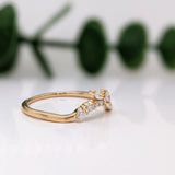 Elegant Natural Diamonds Band in Solid 14K Yellow Gold | Stackable Band | Marquise and Round Diamonds
