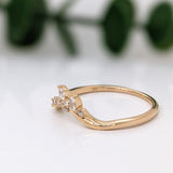 Elegant Natural Diamonds Band in Solid 14K Yellow Gold | Stackable Band | Marquise and Round Diamonds