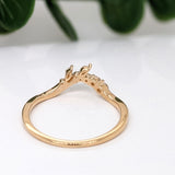 Elegant Natural Diamonds Band in Solid 14K Yellow Gold | Stackable Band | Marquise and Round Diamonds