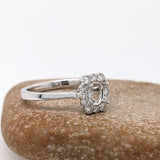 Oval Ring Semi Mount in Solid 14k Gold with Natural Diamond Accents | Oval 5x4.5mm | Customizable