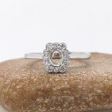 Oval Ring Semi Mount in Solid 14k Gold with Natural Diamond Accents | Oval 5x4.5mm | Customizable