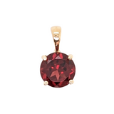 2.2ct Red Garnet Solitaire Pendant in Solid 14K Yellow Gold Round 8mm