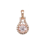 Cute Pink Morganite Pendant w Earth Mined Diamonds in Solid 14K Rose Gold | June Birthstone