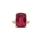 9ct Solitaire Red Ruby Ring in Solid 14K Rose Gold | Emerald Cut 14x10mm | Customizable