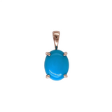 2ct Turquoise Pendant in Solid 14K Rose Gold | Oval 10x8mm | Solitaire Pendant | December Birthstone