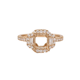 Emerald Cut Ring Semi Mount w Diamond Accents