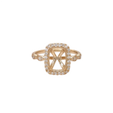 Cushion Cut Ring Semi Mount w Diamond Accents