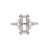 Statement Cushion Cut Ring Semi Mount w Diamond Accents