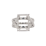 Bold Criss Cross Split Shank Ring Semi Mount w Diamond Accents