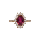 Madagascar Oval Ruby and Diamond Halo Ring